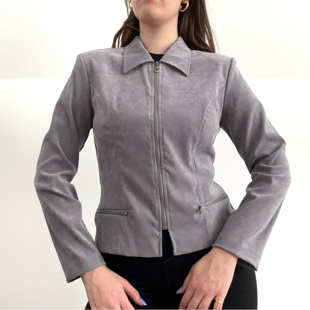 Women's Gray Suede Jacket from Vintage Brand Dawn Joy Fashions